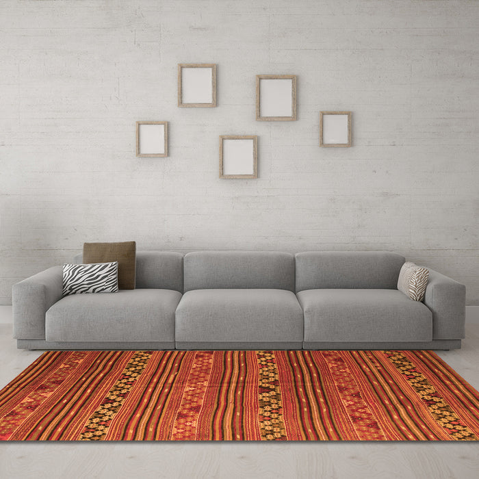 Machine Washable Oriental Orange Traditional Area Rugs in a Living Room, wshcon543org