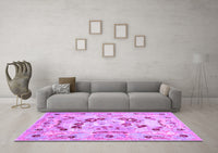Machine Washable Abstract Purple Contemporary Rug, wshcon544pur