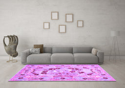 Machine Washable Abstract Purple Contemporary Area Rugs in a Living Room, wshcon544pur