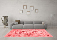Machine Washable Abstract Red Contemporary Rug, wshcon544red