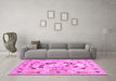 Machine Washable Abstract Pink Contemporary Rug in a Living Room, wshcon544pnk