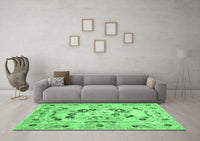 Machine Washable Abstract Emerald Green Contemporary Rug, wshcon544emgrn