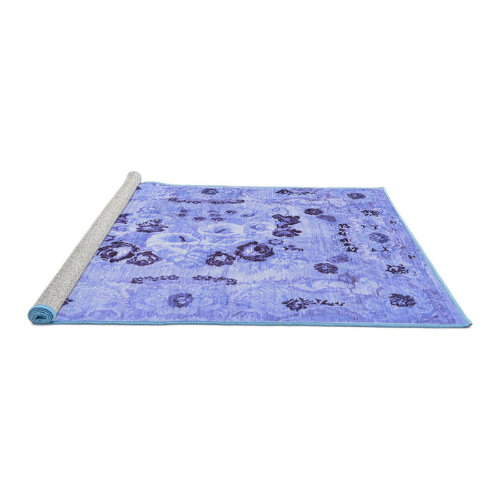 Sideview of Machine Washable Abstract Blue Contemporary Rug, wshcon544blu