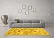 Machine Washable Abstract Yellow Contemporary Rug in a Living Room, wshcon544yw