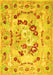 Machine Washable Abstract Yellow Contemporary Rug, wshcon544yw