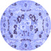 Round Abstract Blue Contemporary Rug, con544blu