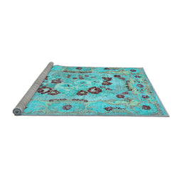 Sideview of Machine Washable Abstract Light Blue Contemporary Rug, wshcon544lblu