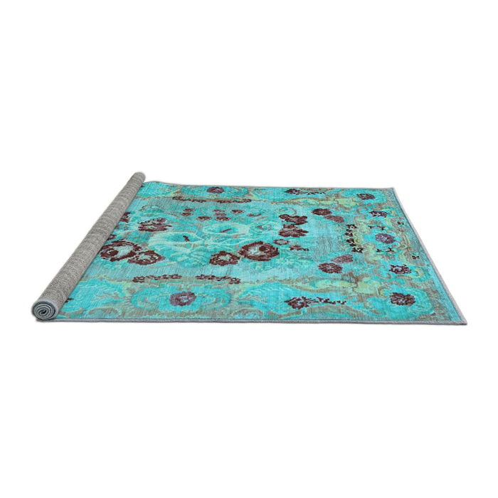 Sideview of Machine Washable Abstract Light Blue Contemporary Rug, wshcon544lblu