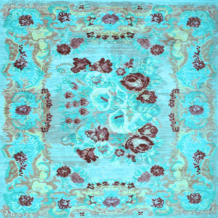 Square Abstract Light Blue Contemporary Rug, con544lblu