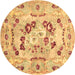 Round Abstract Brown Contemporary Rug, con544brn