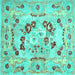 Square Abstract Turquoise Contemporary Rug, con544turq