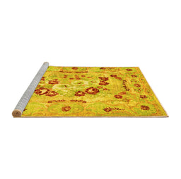 Sideview of Machine Washable Abstract Yellow Contemporary Rug, wshcon544yw