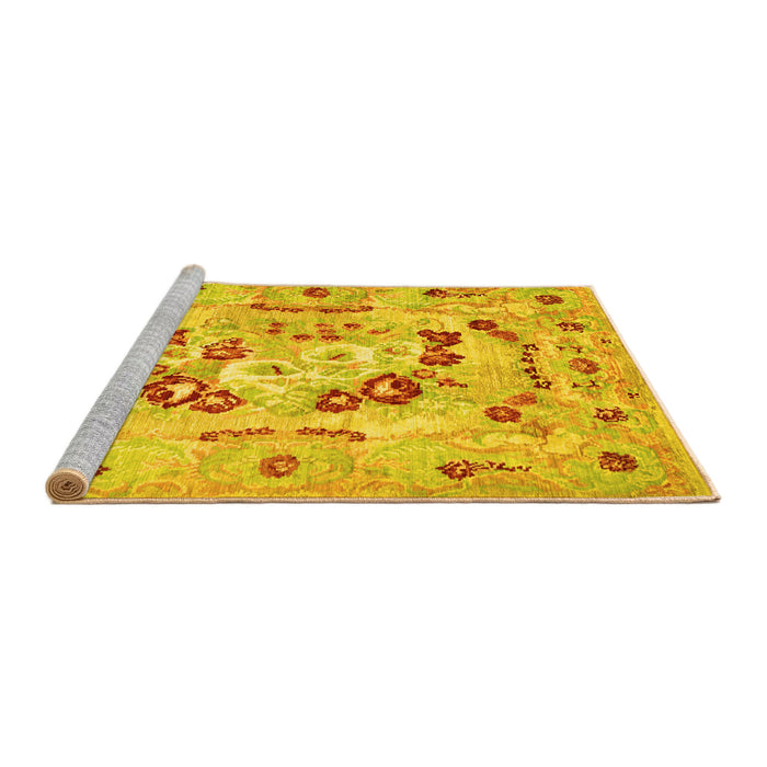 Sideview of Machine Washable Abstract Yellow Contemporary Rug, wshcon544yw