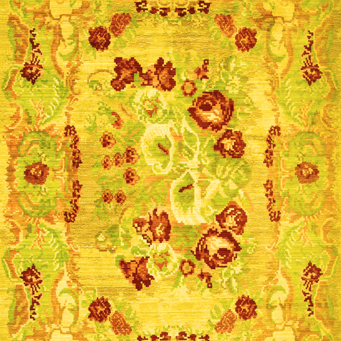 Abstract Yellow Contemporary Rug, con544yw