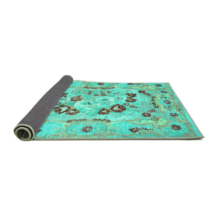 Sideview of Abstract Turquoise Contemporary Rug, con544turq