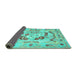 Sideview of Abstract Turquoise Contemporary Rug, con544turq