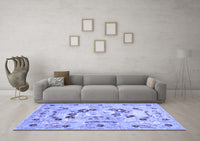 Machine Washable Abstract Blue Contemporary Rug, wshcon544blu