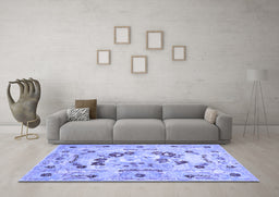 Machine Washable Abstract Blue Contemporary Rug in a Living Room, wshcon544blu