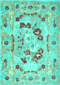 Abstract Turquoise Contemporary Rug, con544turq