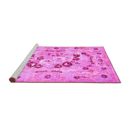 Sideview of Machine Washable Abstract Pink Contemporary Rug, wshcon544pnk