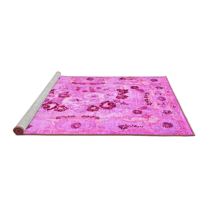 Sideview of Machine Washable Abstract Pink Contemporary Rug, wshcon544pnk