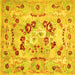 Square Machine Washable Abstract Yellow Contemporary Rug, wshcon544yw