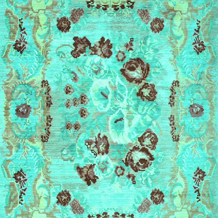 Machine Washable Abstract Turquoise Contemporary Area Rugs, wshcon544turq