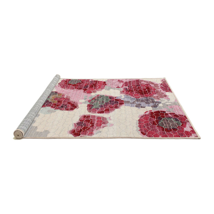 Serging Thickness of Machine Washable Contemporary Red Rug, wshcon545