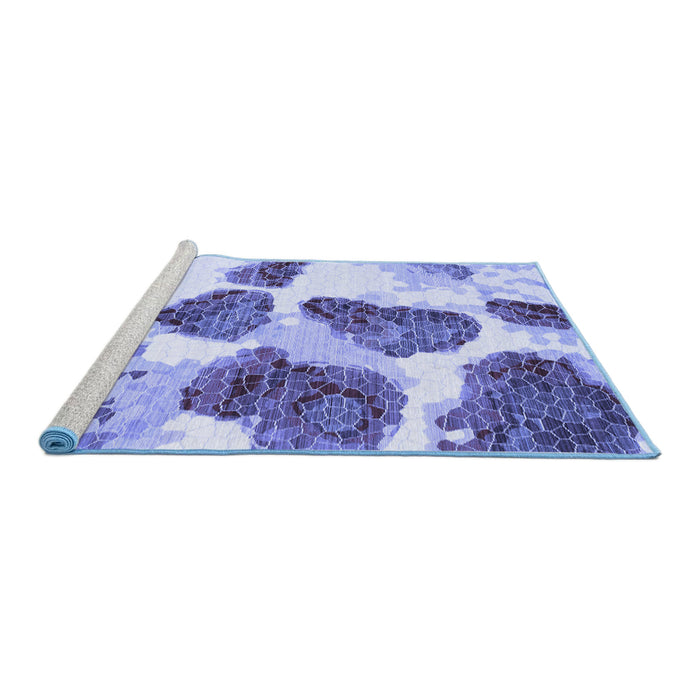 Sideview of Machine Washable Abstract Blue Contemporary Rug, wshcon545blu