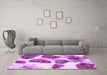 Machine Washable Abstract Purple Contemporary Area Rugs in a Living Room, wshcon545pur