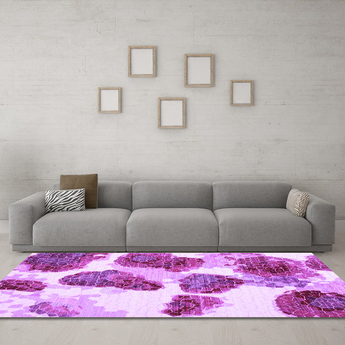 Machine Washable Abstract Purple Contemporary Area Rugs in a Living Room, wshcon545pur