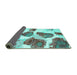 Sideview of Abstract Turquoise Contemporary Rug, con545turq