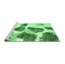 Sideview of Machine Washable Abstract Emerald Green Contemporary Area Rugs, wshcon545emgrn
