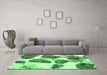 Machine Washable Abstract Emerald Green Contemporary Area Rugs in a Living Room,, wshcon545emgrn