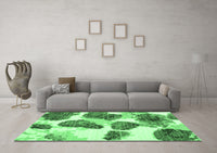 Machine Washable Abstract Emerald Green Contemporary Rug, wshcon545emgrn