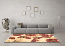 Machine Washable Abstract Brown Contemporary Rug in a Living Room,, wshcon545brn
