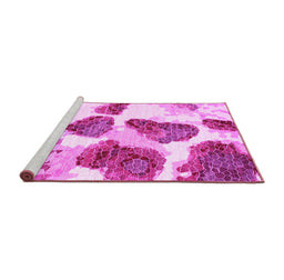 Sideview of Machine Washable Abstract Pink Contemporary Rug, wshcon545pnk