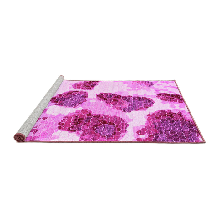 Sideview of Machine Washable Abstract Pink Contemporary Rug, wshcon545pnk