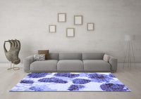 Machine Washable Abstract Blue Contemporary Rug, wshcon545blu