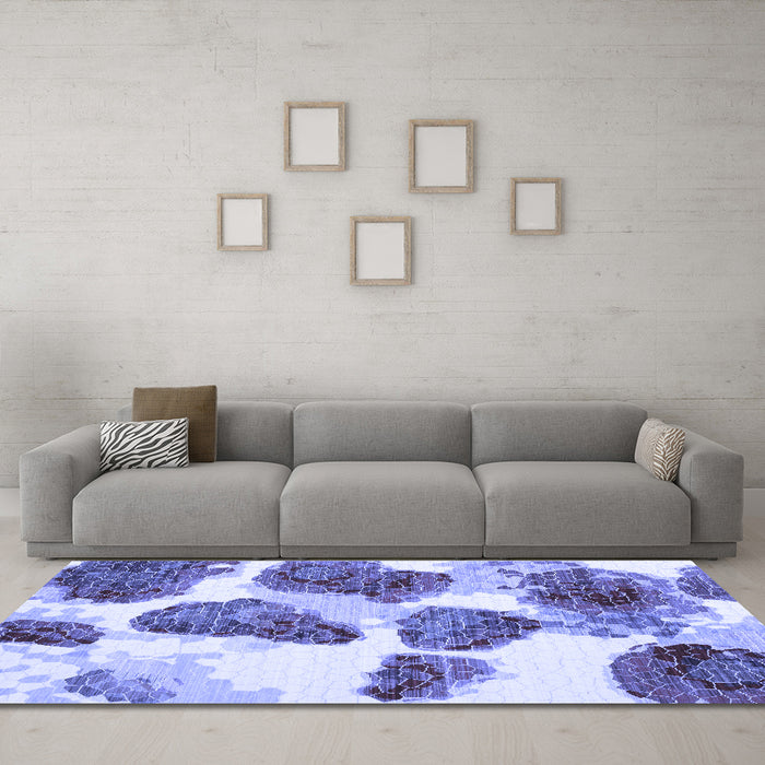 Machine Washable Abstract Blue Contemporary Rug in a Living Room, wshcon545blu