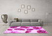 Machine Washable Abstract Pink Contemporary Rug in a Living Room, wshcon545pnk