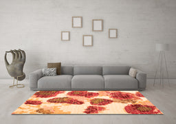 Machine Washable Abstract Orange Contemporary Area Rugs in a Living Room, wshcon545org