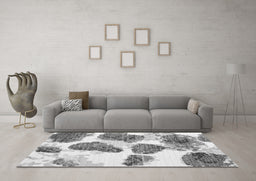 Machine Washable Abstract Gray Contemporary Rug in a Living Room,, wshcon545gry