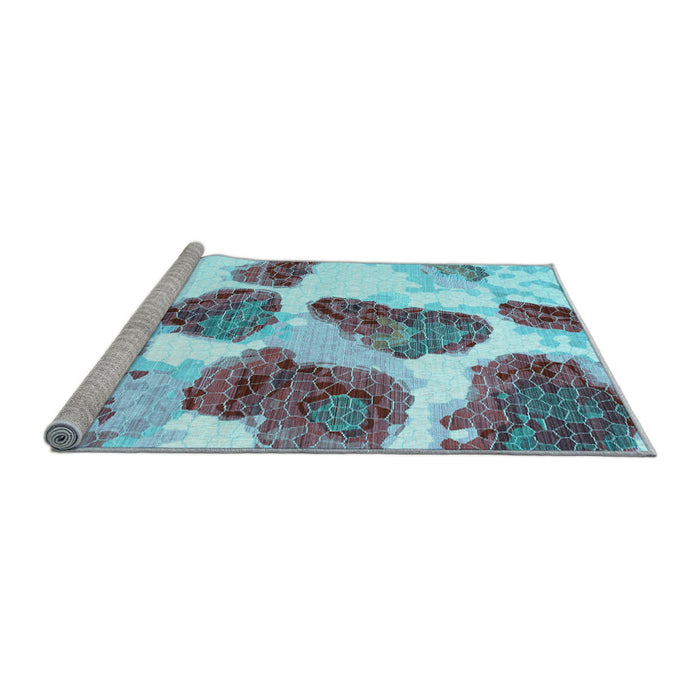 Sideview of Machine Washable Abstract Light Blue Contemporary Rug, wshcon545lblu