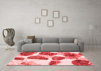 Machine Washable Abstract Red Contemporary Rug, wshcon545red