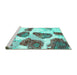 Sideview of Machine Washable Abstract Turquoise Contemporary Area Rugs, wshcon545turq