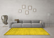 Machine Washable Abstract Yellow Contemporary Rug in a Living Room, wshcon546yw