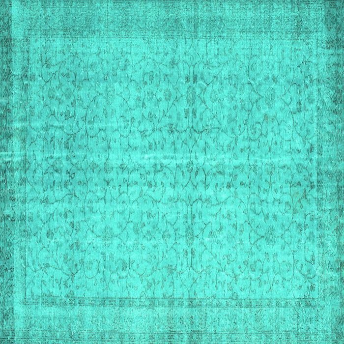 Square Abstract Turquoise Contemporary Rug, con546turq