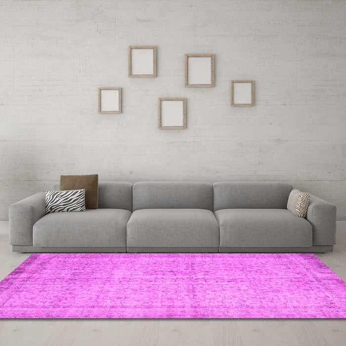 Machine Washable Abstract Pink Contemporary Rug in a Living Room, wshcon546pnk