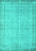 Machine Washable Abstract Turquoise Contemporary Area Rugs, wshcon546turq